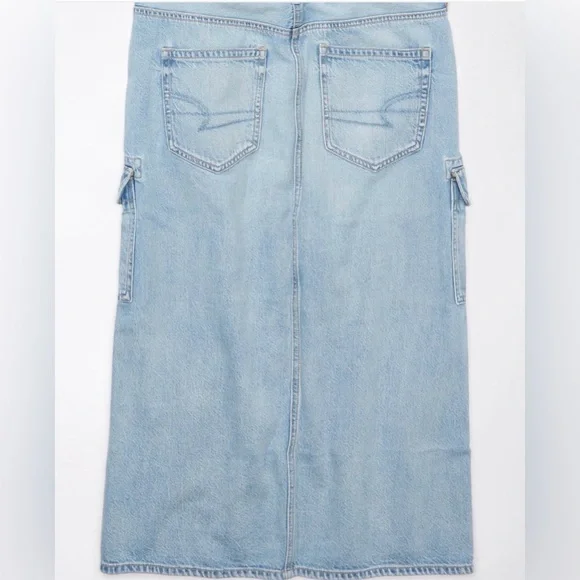 ❌SOLD❌New American Eagle (AE) Dreamy Drape High Waisted Cargo Denim Midi Skirt - Picture 4 of 4